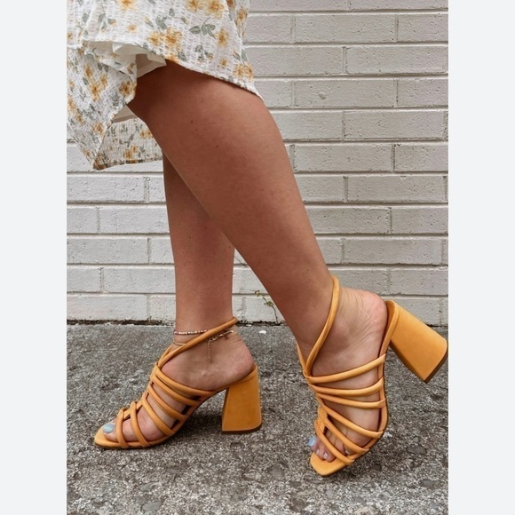 Free People Colette Cinched Heel | Hot Orange - Picture 1 of 16